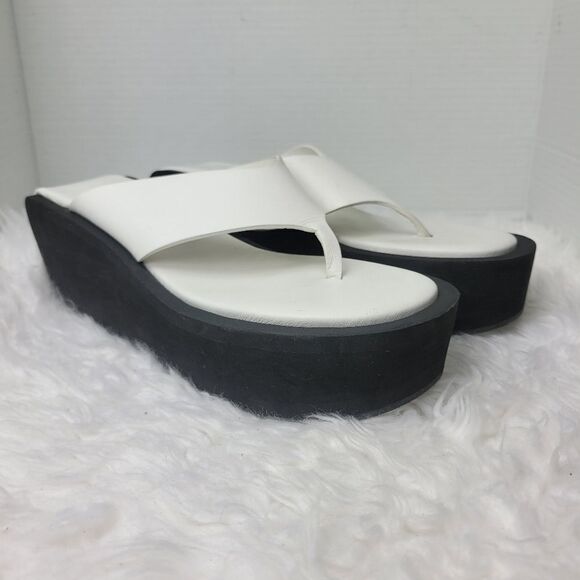 Frame Le Ocean Womens Sandals Size 7 Modern Chunky Wedge Platform Thong Shoes - Picture 1 of 10